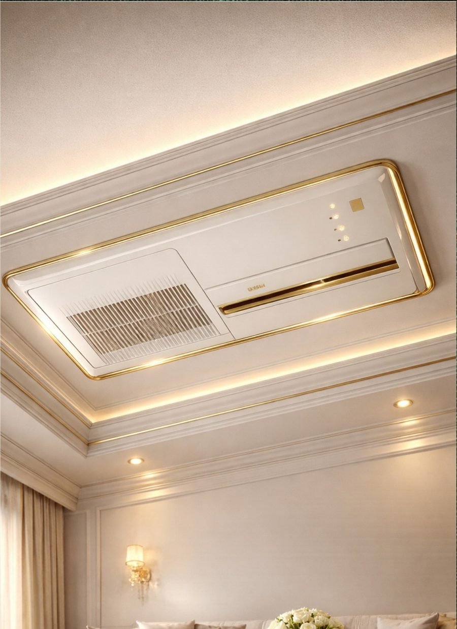 Concealed VRV/VRF air-conditioning unit set into a cornice ceiling at The Privé